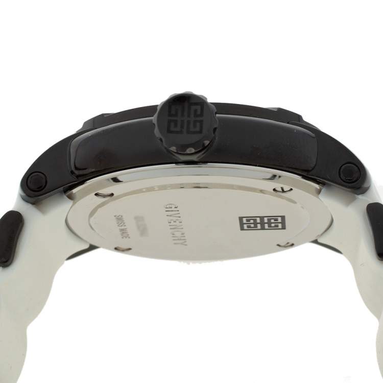 Pre Owned Givenchy Black PVD Coated Stainless Steel Silicon Rubber GV.5254J Men's Wristwatch 48 mm