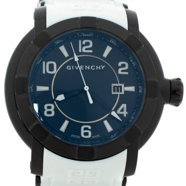 Pre Owned Givenchy Black PVD Coated Stainless Steel Silicon Rubber GV.5254J Men's Wristwatch 48 mm