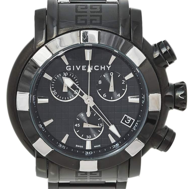 Pre Owned Givenchy Black PVD Coated Stainless Steel Chrono GV.5220J Men's Wristwatch 48 mm