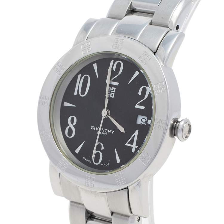 Pre Owned Givenchy Black Stainless Steel Saqqhara REG97678884 Men's Wristwatch 34 mm