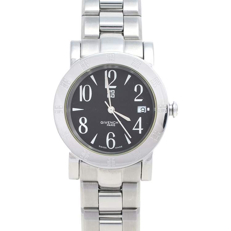 Pre Owned Givenchy Black Stainless Steel Saqqhara REG97678884 Men's Wristwatch 34 mm