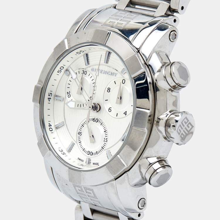 Pre Owned Givenchy Silver Stainless Steel GV.5220J Men's Wristwatch 48 mm