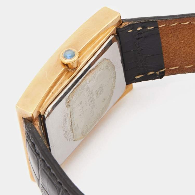 Pre Owned Givenchy White Gold Plated Stainless Steel Leather Apsaras REG.1.558.962 Unisex Wristwatch 23 mm