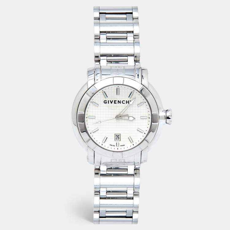 Pre Owned Givenchy White Stainless Steel GV.5202M Men's Wristwatch 44 mm