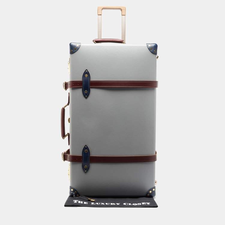 Pre Owned Globe-Trotter Tricolor Fiber Board And Leather Medium Centenary Check In Suitcase