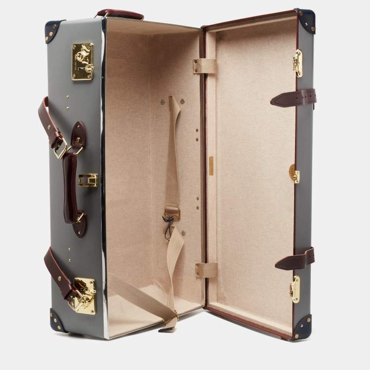 Pre Owned Globe-Trotter Tricolor Fiber Board And Leather Medium Centenary Check In Suitcase