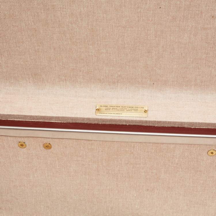 Pre Owned Globe-Trotter Tricolor Fiber Board And Leather Medium Centenary Check In Suitcase