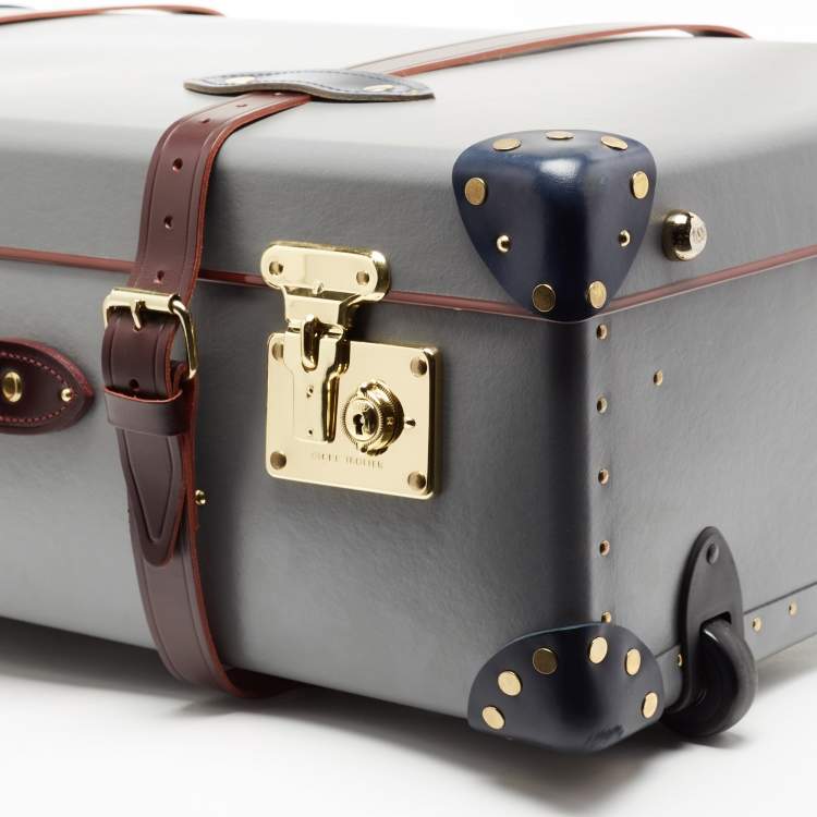 Pre Owned Globe-Trotter Tricolor Fiber Board And Leather Medium Centenary Check In Suitcase