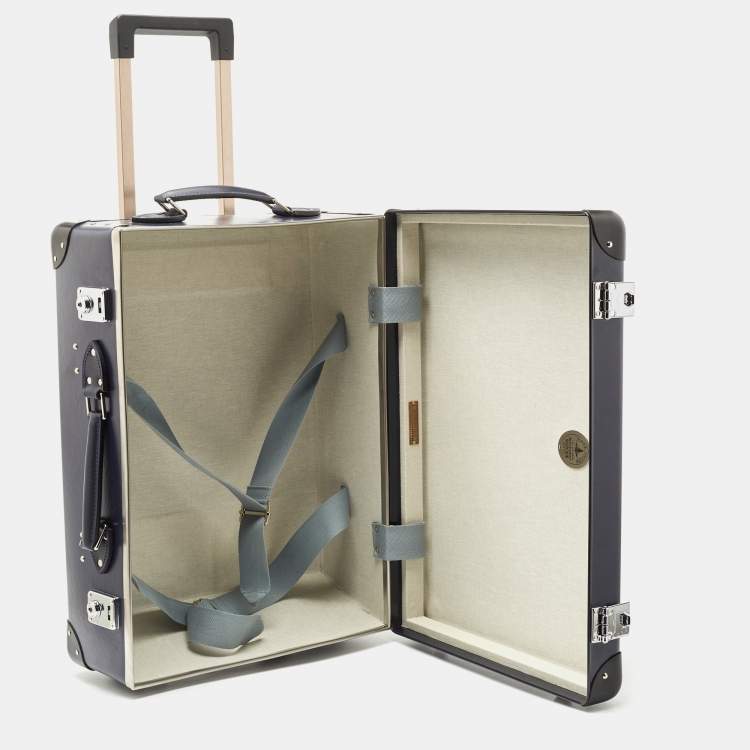 Pre Owned Globe-Trotter Navy Blue Fibreboard 2 Wheels Carry-On Suitcase 50