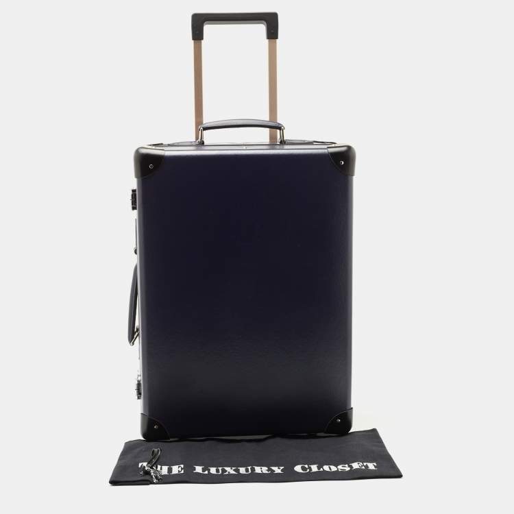 Pre Owned Globe-Trotter Navy Blue Fibreboard 2 Wheels Carry-On Suitcase 50