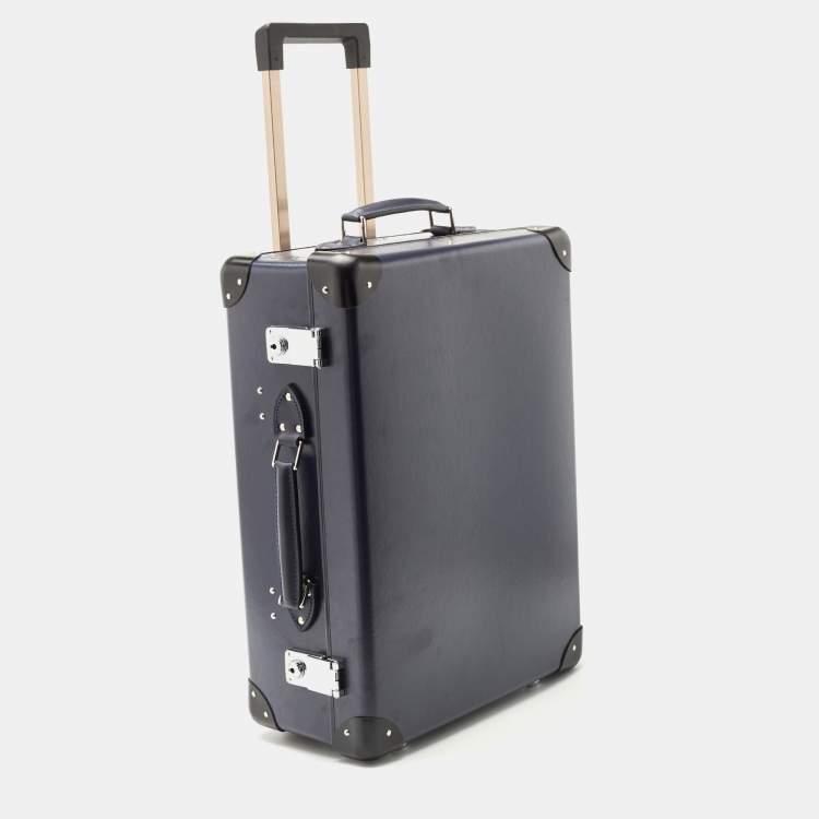 Pre Owned Globe-Trotter Navy Blue Fibreboard 2 Wheels Carry-On Suitcase 50