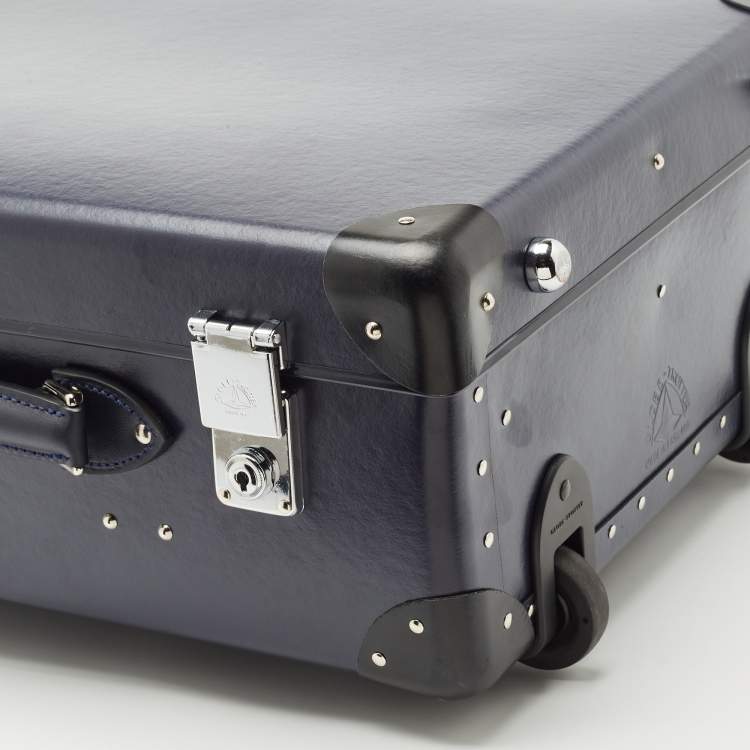 Pre Owned Globe-Trotter Navy Blue Fibreboard 2 Wheels Carry-On Suitcase 50