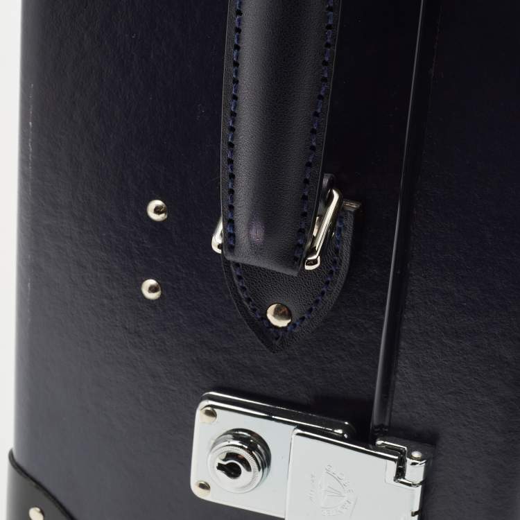 Pre Owned Globe-Trotter Navy Blue Fibreboard 2 Wheels Carry-On Suitcase 50