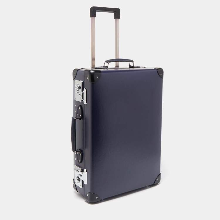 Pre Owned Globe-Trotter Navy Blue Fibreboard 2 Wheels Carry-On Suitcase 55