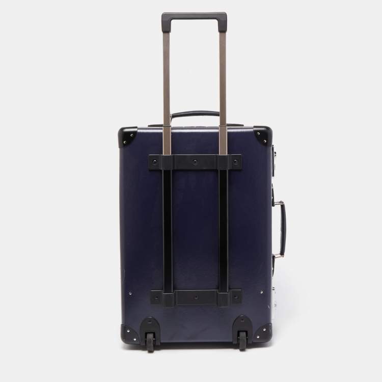 Pre Owned Globe-Trotter Navy Blue Fibreboard 2 Wheels Carry-On Suitcase 55