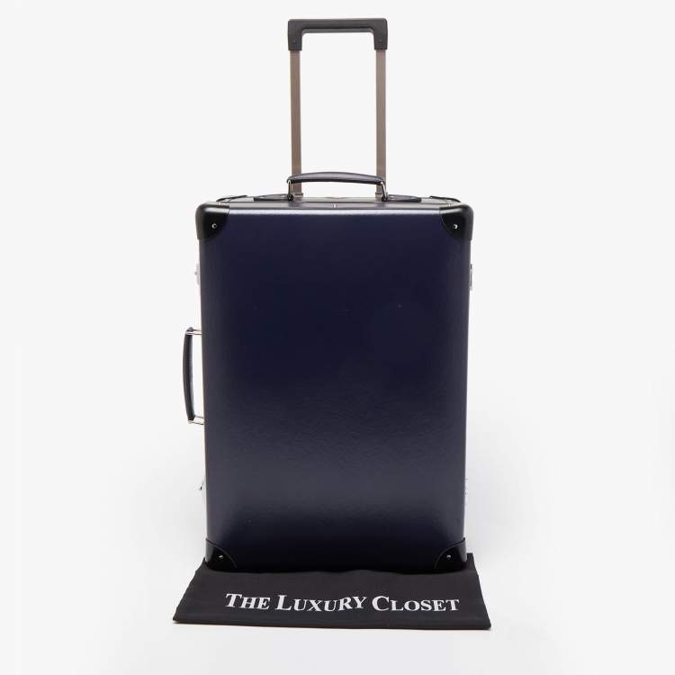 Pre Owned Globe-Trotter Navy Blue Fibreboard 2 Wheels Carry-On Suitcase 55