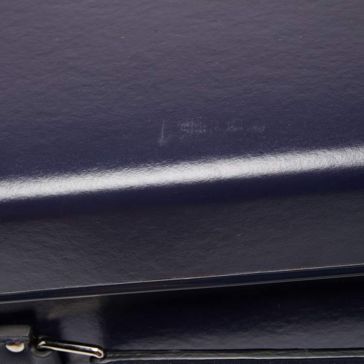 Pre Owned Globe-Trotter Navy Blue Fibreboard 2 Wheels Carry-On Suitcase 55