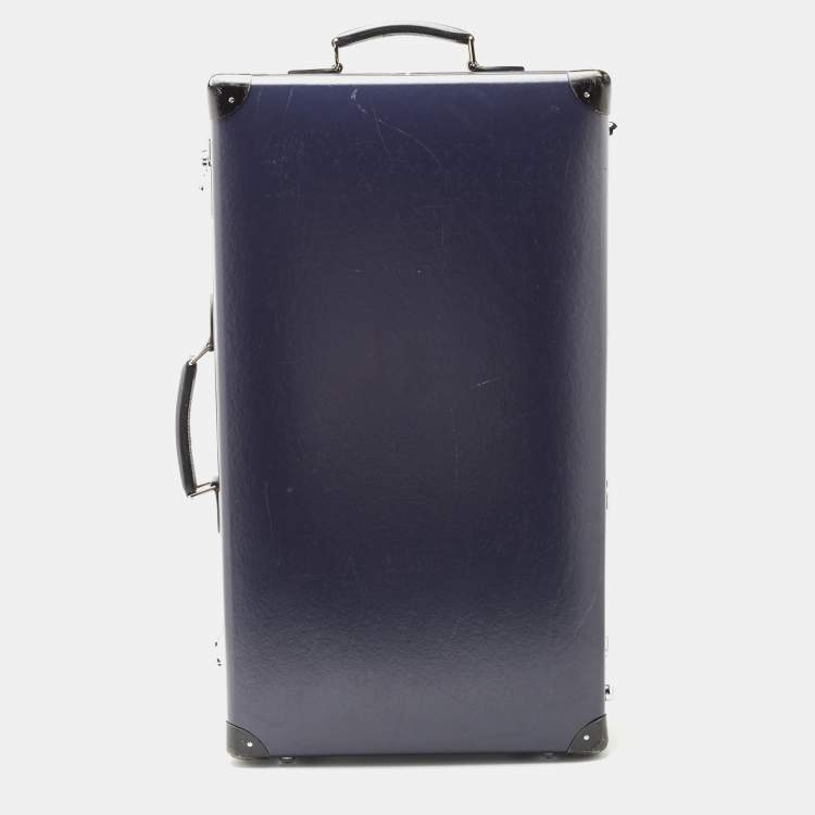 Pre Owned Globe-Trotter Navy Blue Fibreboard Large 2 Wheels Check-In Suitcase 