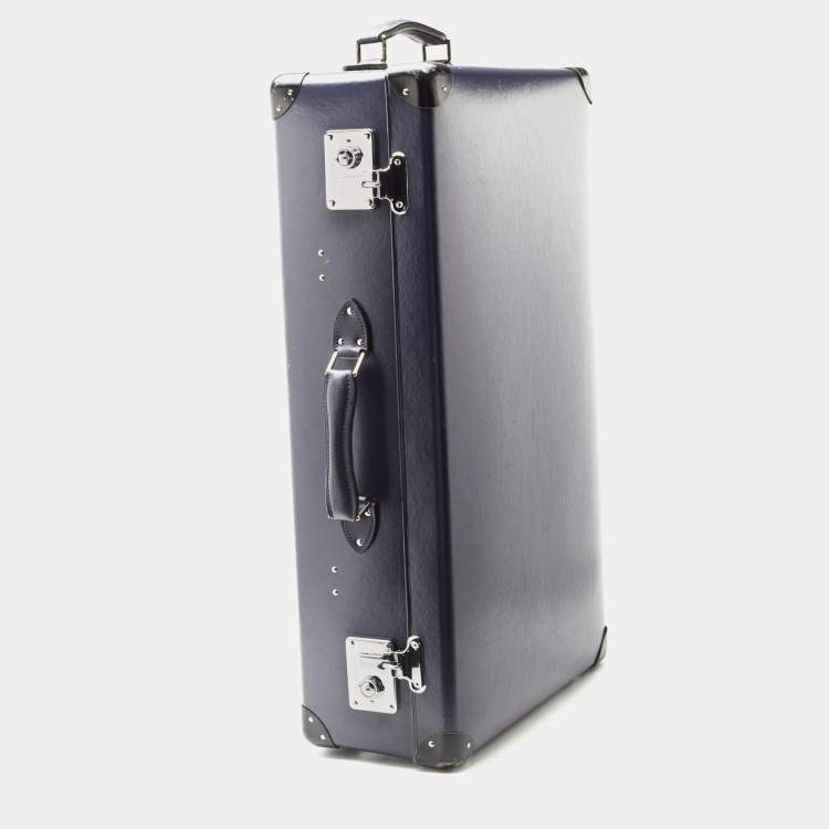 Pre Owned Globe-Trotter Navy Blue Fibreboard Large 2 Wheels Check-In Suitcase 