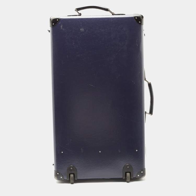 Pre Owned Globe-Trotter Navy Blue Fibreboard Large 2 Wheels Check-In Suitcase 