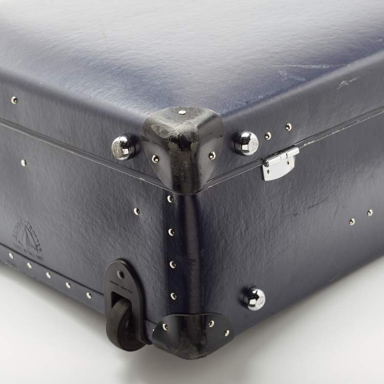 Pre Owned Globe-Trotter Navy Blue Fibreboard Large 2 Wheels Check-In Suitcase 