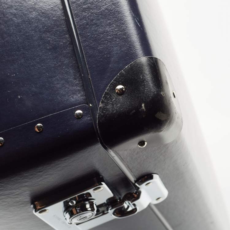 Pre Owned Globe-Trotter Navy Blue Fibreboard Large 2 Wheels Check-In Suitcase 