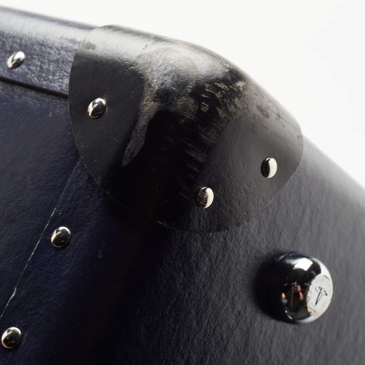 Pre Owned Globe-Trotter Navy Blue Fibreboard Large 2 Wheels Check-In Suitcase 