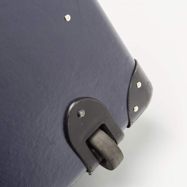 Pre Owned Globe-Trotter Navy Blue Fibreboard Large 2 Wheels Check-In Suitcase 