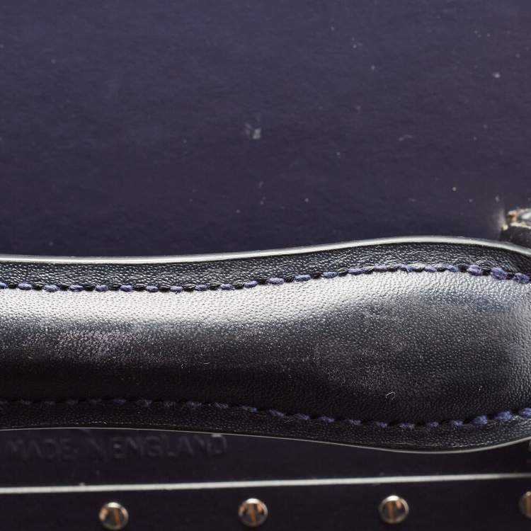 Pre Owned Globe-Trotter Navy Blue Fibreboard Large 2 Wheels Check-In Suitcase 