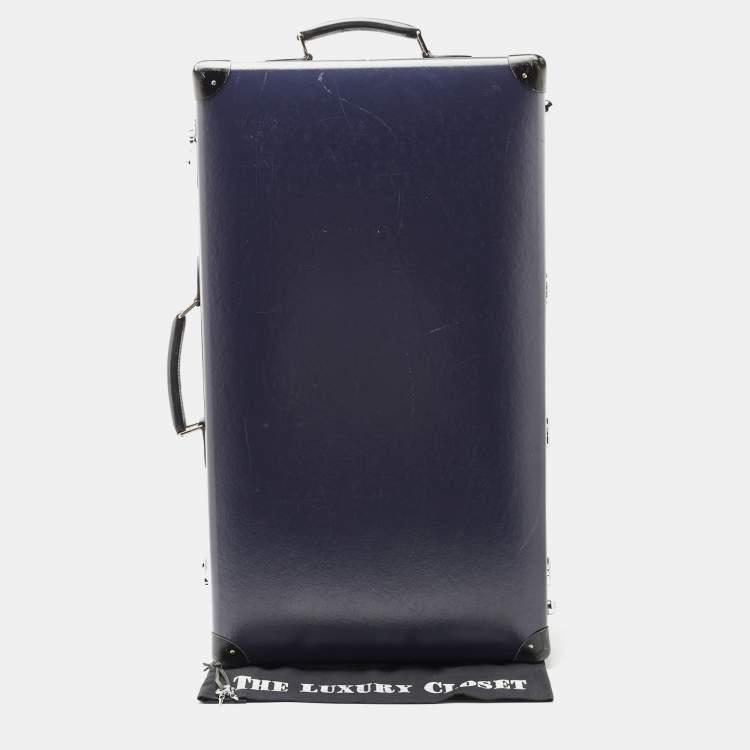 Pre Owned Globe-Trotter Navy Blue Fibreboard Large 2 Wheels Check-In Suitcase 