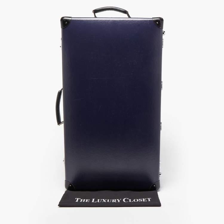 Pre Owned Globe-Trotter Navy Blue Fibreboard Large 2 Wheels Check-In Suitcase 