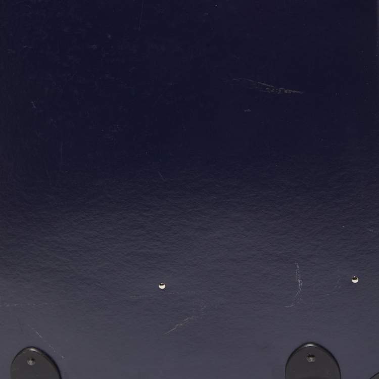 Pre Owned Globe-Trotter Navy Blue Fibreboard Large 2 Wheels Check-In Suitcase 