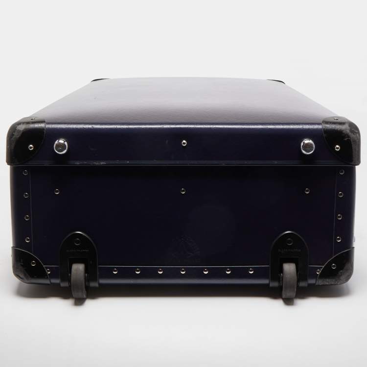 Pre Owned Globe-Trotter Navy Blue Fibreboard Large 2 Wheels Check-In Suitcase 