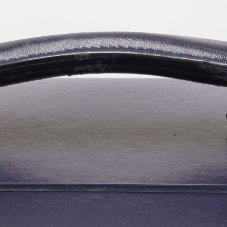 Pre Owned Globe-Trotter Navy Blue Fibreboard Large 2 Wheels Check-In Suitcase 