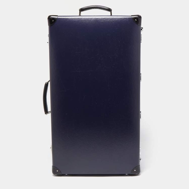 Pre Owned Globe-Trotter Navy Blue Fibreboard Large 2 Wheels Check-In Suitcase 