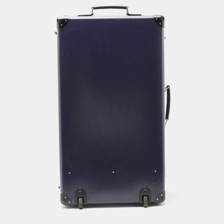Pre Owned Globe-Trotter Navy Blue Fibreboard Large 2 Wheels Check-In Suitcase 