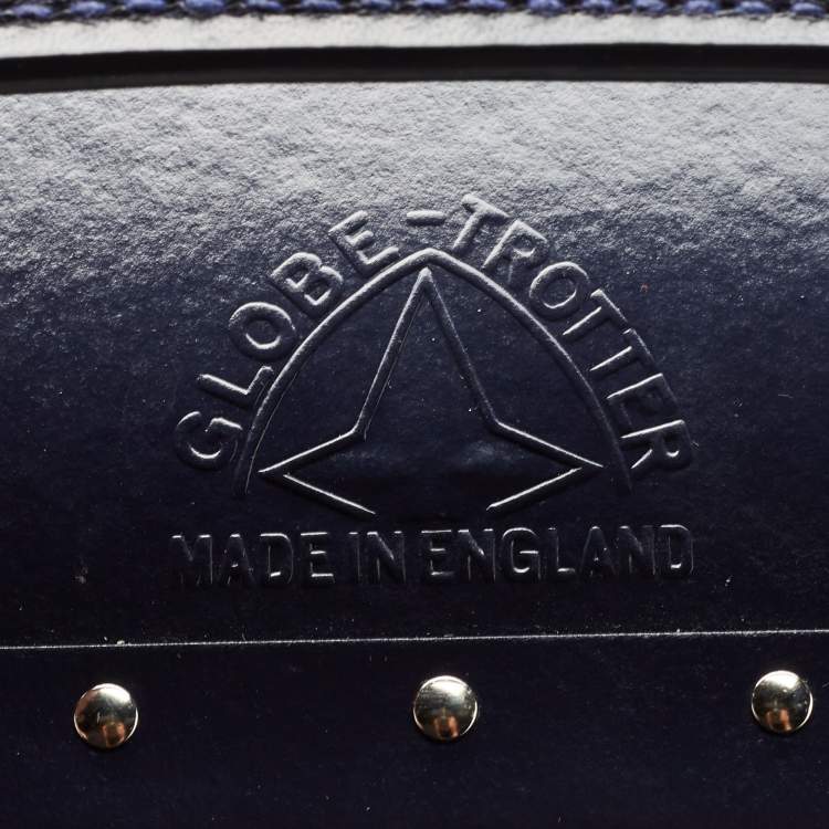 Pre Owned Globe-Trotter Navy Blue Fibreboard Large 2 Wheels Check-In Suitcase 