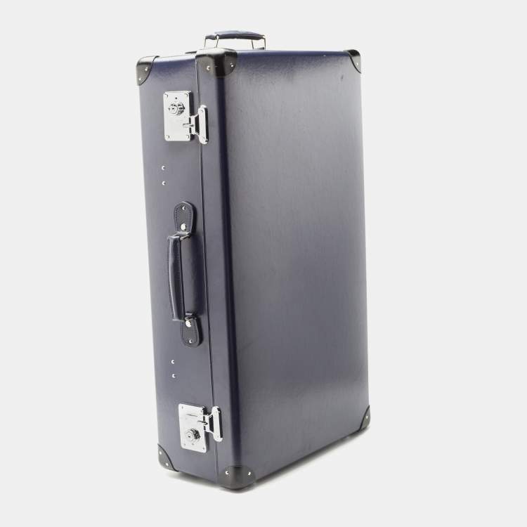 Pre Owned Globe-Trotter Navy Blue Fibreboard Large 2 Wheels Check-In Suitcase 