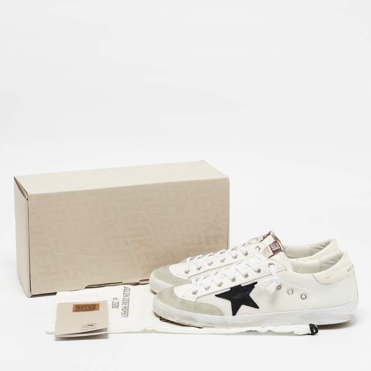 Pre Owned Golden Goose White/Grey Leather and Suede Super Star Low Top Sneakers Size 45