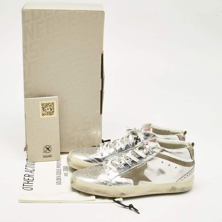 Pre Owned Golden Goose Silver Leather Mid Star Sneakers Size 41