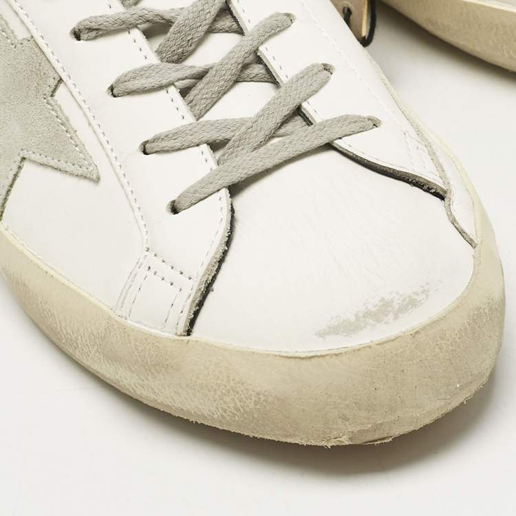 Pre Owned Golden Goose White Leather Super Star Sneakers Size 41