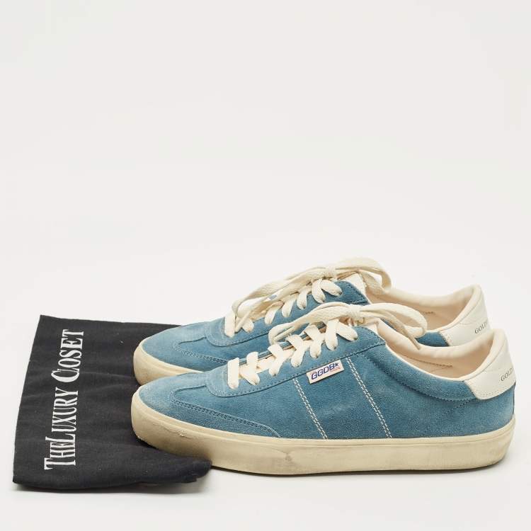 Pre Owned Golden Goose Blue Leather and Suede Soul Star Lace Up Sneakers Size 40