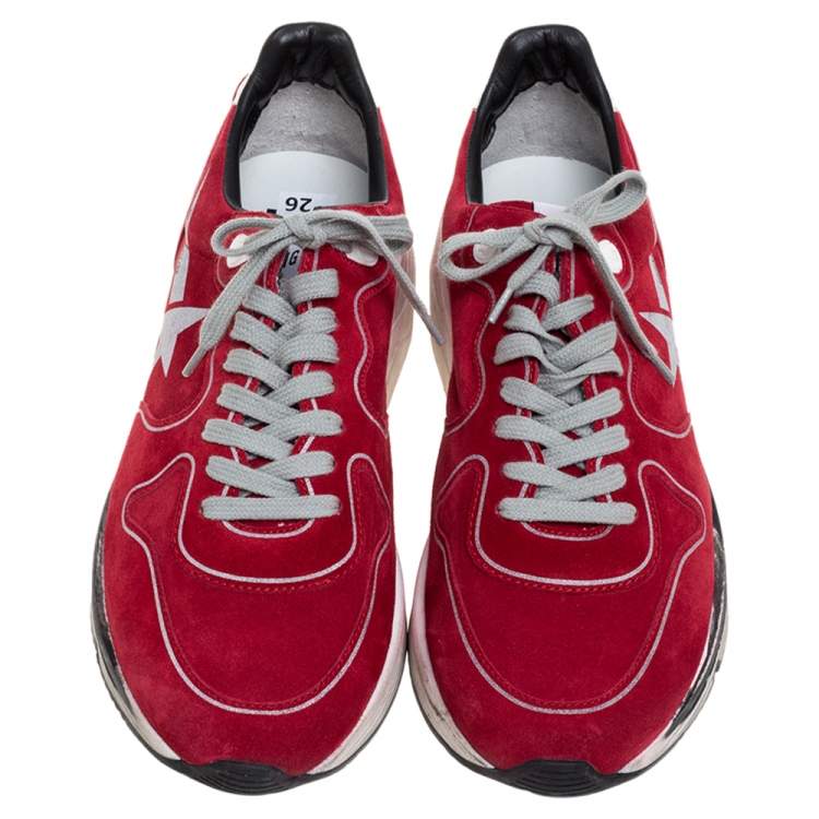 Pre Owned Golden Goose Red Suede Chunky Low Top Sneakers Size 41