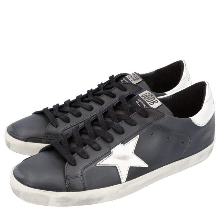Pre Owned Golden Goose Black Superstar Leather Sneakers Size 41