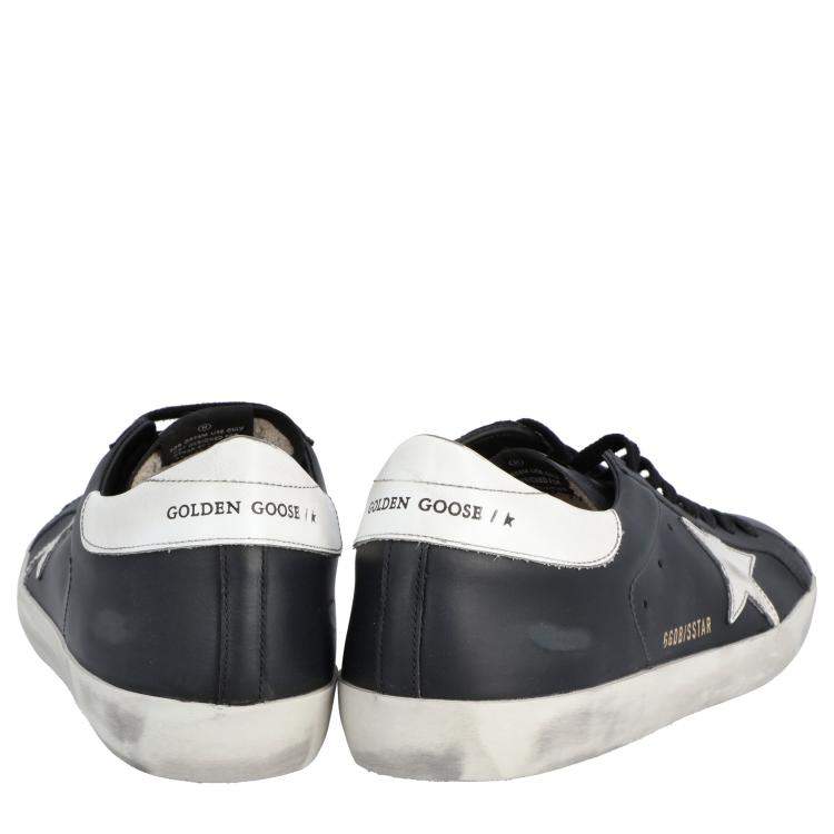 Pre Owned Golden Goose Black Superstar Leather Sneakers Size 41