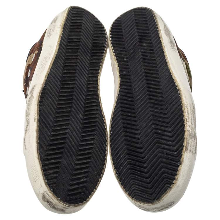 Pre Owned Golden Goose Camouflage Canvas and Suede Superstar Sneakers Size 43