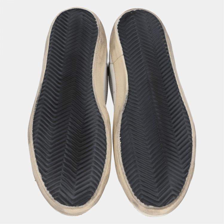 مملوكة مسبقًا Golden Goose White/Yellow Leather Superstar Sneaker Size EU 40