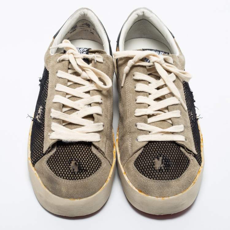 Pre Owned Golden Goose Grey/Black Suede and Leather Stardan Sneakers Size 42