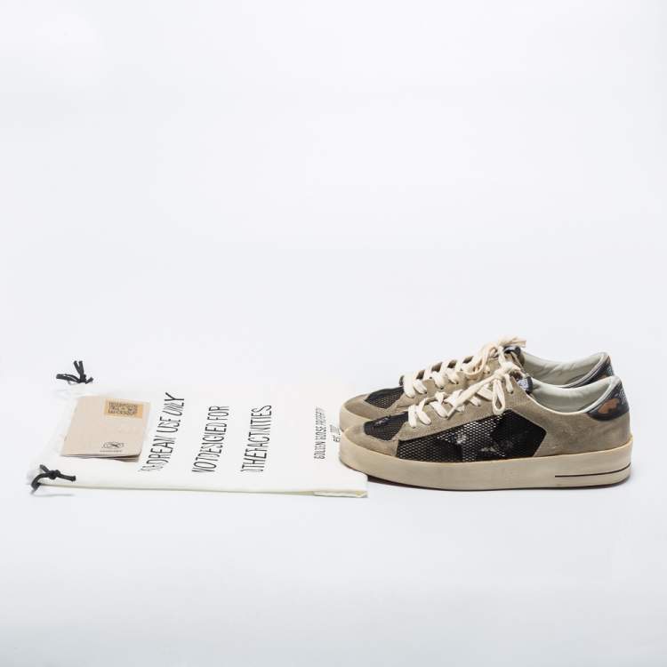 Pre Owned Golden Goose Grey/Black Suede and Leather Stardan Sneakers Size 42