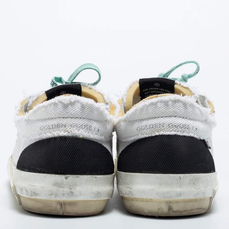 Pre Owned Golden Goose White Canvas Super Star Low Top Sneakers Size 44